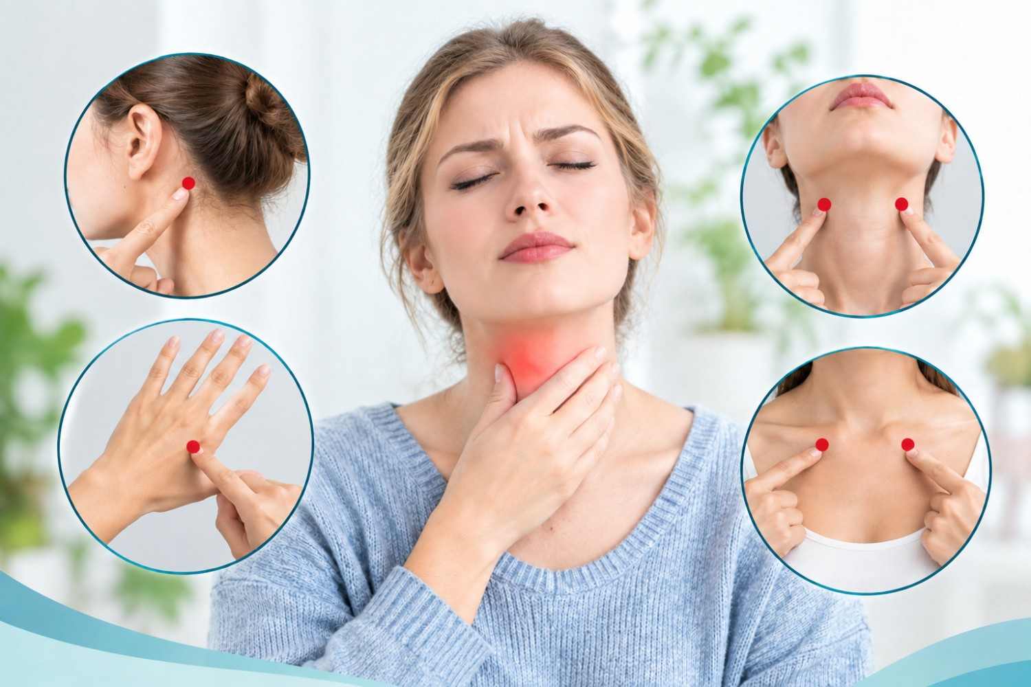 Pressure points for sore throat discomfort 